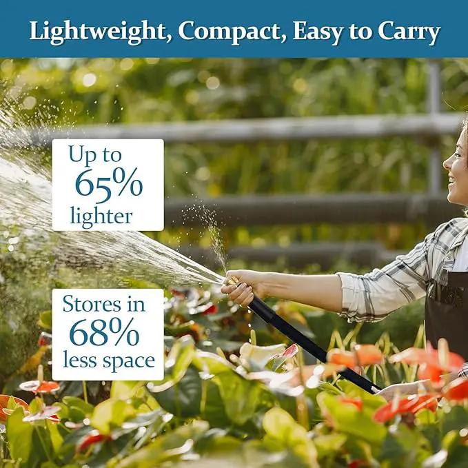 Garden Hose 100ft, Made of TPE(BetterThan PVC), with 10 Patterns Sprayer Nozzle, Ultra-Light & Flexible Water Hose with Solid Brass Fittings, Non-Shrinking, Drinking Water Safe Material by GreenHaven Gardens