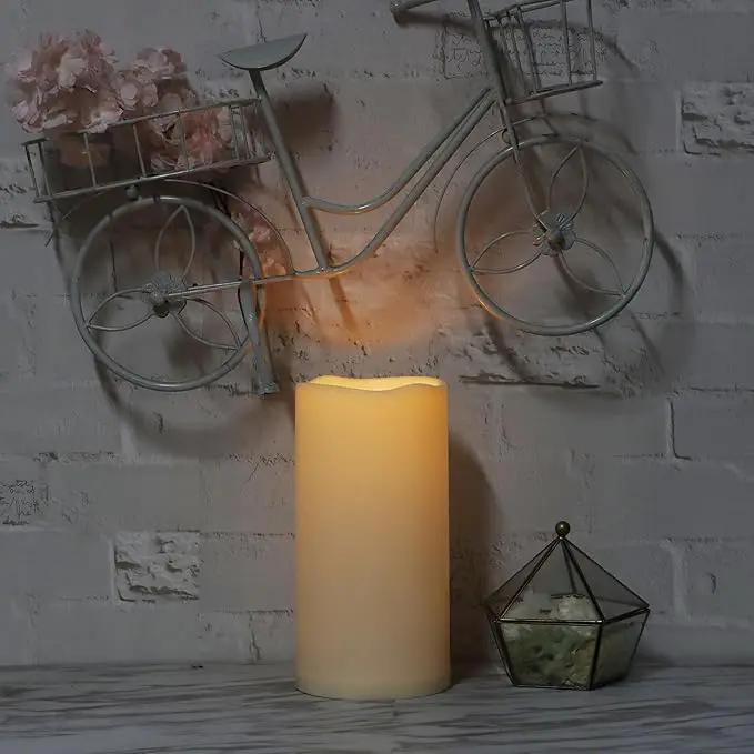 CANDLE CHOICE Extra Large Waterproof Outdoor Flameless Candle 6”(D) x12”(H) Big Tall Battery Operated Pillar with 6-Hour Auto Timer Ivory Plastic Realistic Flickering LED Light for Garden Decorations by GreenHaven Gardens