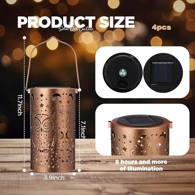 VIHOSE 4 Pack Owl Solar Lanterns Owl Solar Lights Outdoor Garden Waterproof Lights Hanging Garden Decor for Patio Yard Deck Porch Balcony Lawn Gardening Decoration Gifts by GreenHaven Gardens