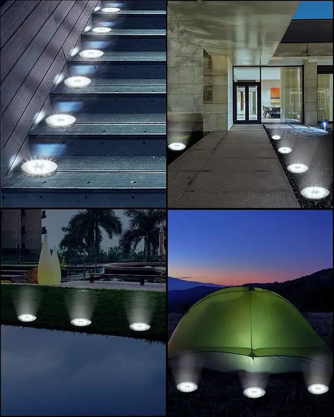 UFOND 8 Pack Solar Ground Lights, Outdoor Waterproof Solar Garden Lights Decor, Disk Solar Deck Lights, Landscape Lighting for Patio Pathway Yard,Outdoor Lights (Cold White) by GreenHaven Gardens