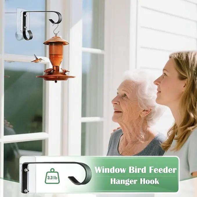 Bird Feeder Hanger Window Mount: Metal Hanging Bird Feeder 6Inch - Geometric Window Hummingbird Feeder - for Outside Decorative - 4pcs by GreenHaven Gardens