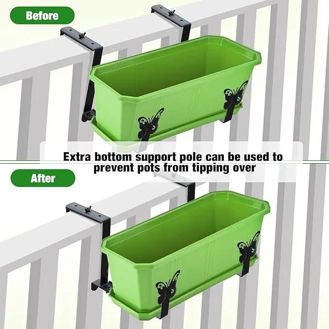 Planter Box Brackets, Adjustable Window Boxes Planters Brackets with Butterfly, Hanging Flower Box Stand Hooks for Deck Railing Pergola Balcony Garden - 4 Pack by GreenHaven Gardens