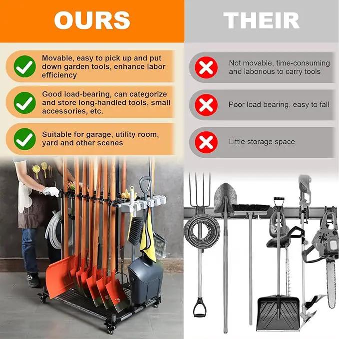 Garden Tool Storage Rack with Wheels Heavy-Duty Organizer for Garage, Yard, and Garden Tools by GreenHaven Gardens