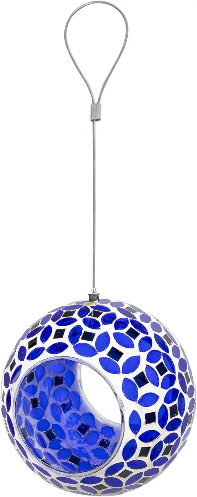 Sunnydaze 6-Inch Glass Mosaic Hanging Bird Feeder for Outdoors - Fly-Through Wild Bird Feeder - Lavender Mosaic by GreenHaven Gardens