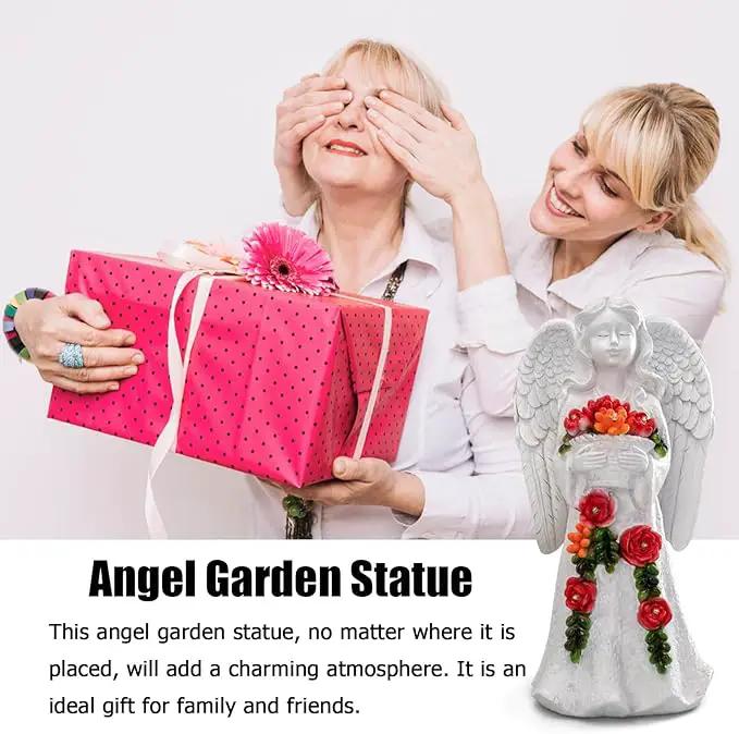 Angel Garden Statue Figurines Light Decoration Outdoor Solar Angels with 8 Led Lights Outside Resin Sculpture Art Decor Patio Lawn Yard Housewarming Gifts for Women Grandma Mom by GreenHaven Gardens