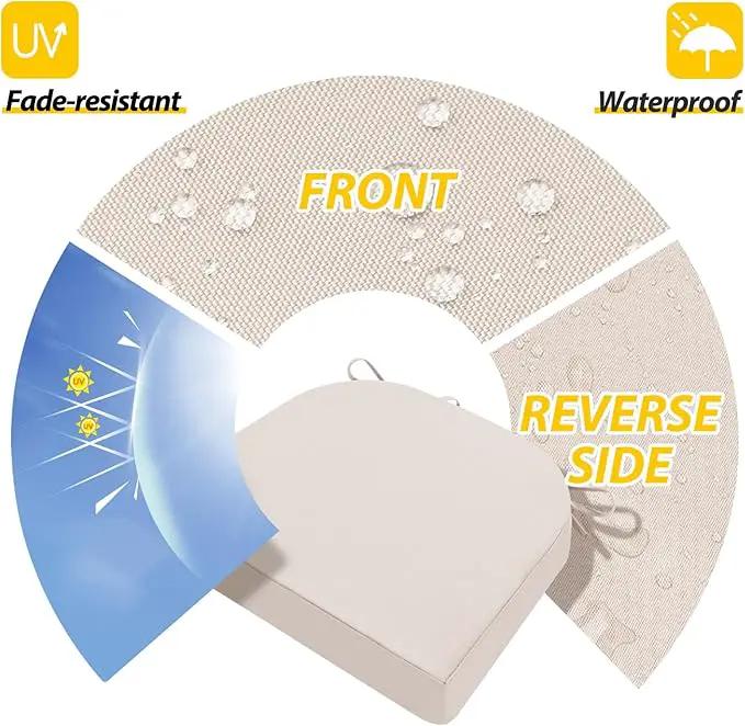 AAAAAcessories Outdoor Seat Cushions for Chairs, Waterproof, Fade-Resistant Patio Furniture Replacement Cushions, 17" x 16" x 2", Set of 2, Khaki Beige by GreenHaven Gardens