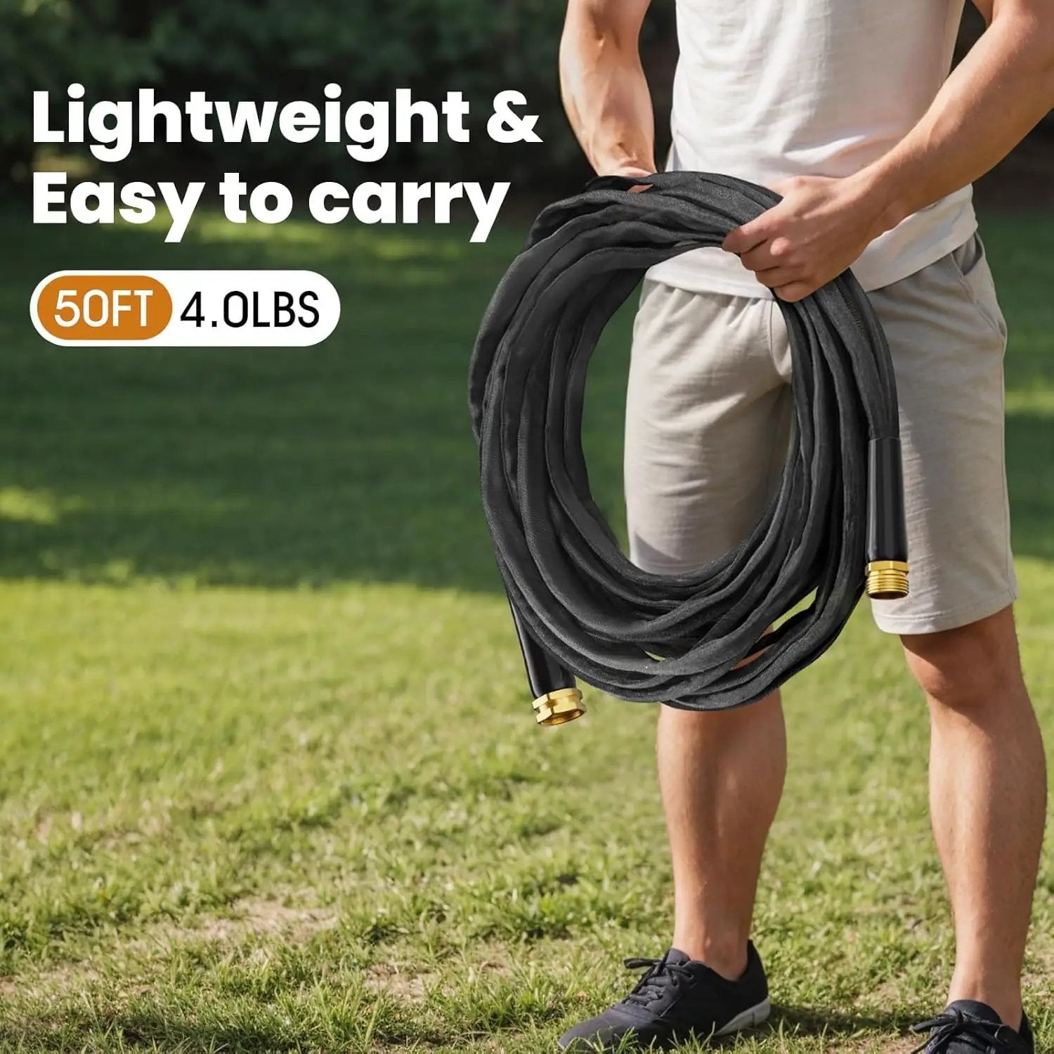 2025 Upgraded 100FT Non-Expanding Garden Hose, Lightweight, Flexible Ultra-Light Water Hose, Burst-Resistant, Lead-Free, Anti-Kink, High-Pressure by GreenHaven Gardens