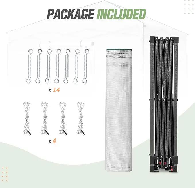 EAGLE PEAK 10x10 Portable Walk-in Greenhouse, Pop-up Indoor Outdoor Garden Green House, Zippered Doors and Windows, PE Cover, White by GreenHaven Gardens