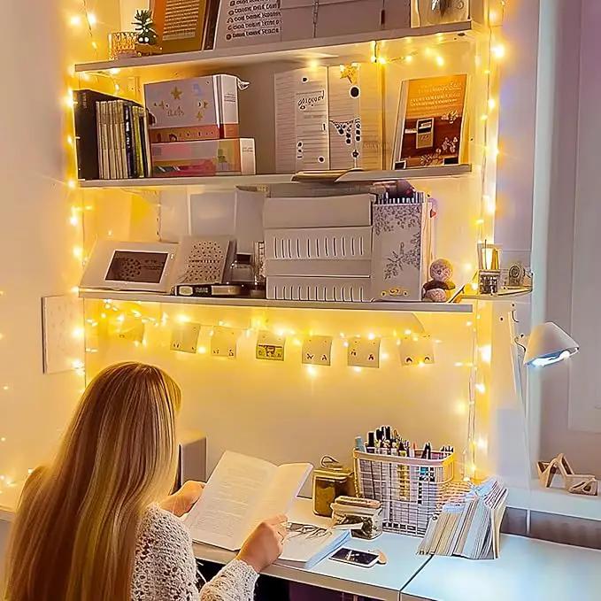 JMEXSUSS Connectable Warm White String Lights Indoor Bedroom, 8 Modes Christmas String Light Plug in Classroom Lights, 33ft 100 LED Fairy Twinkle Light Outdoor for Classroom Christmas Tree Decor by GreenHaven Gardens