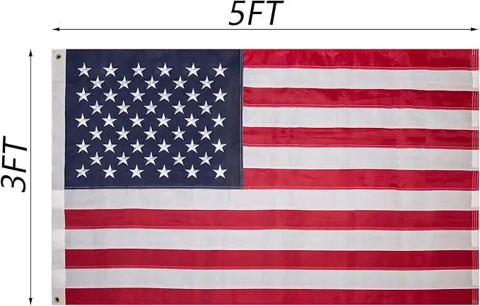 US Embroidered American Flags for Outside 3x5 USA Flag Banner Heavy Duty Made in USA High Wind Vivid Color Embroidered Stars-sewn Stripes Waterproof by GreenHaven Gardens
