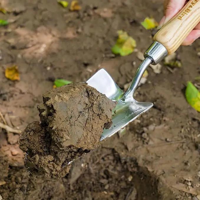 Stainless Steel Trowel, Garden Small Flower Hand Shovel, Potting Soils Scoop with Wood Handle, Gardening Bonsai Tools for Transplanting Digging Weeding Planting by GreenHaven Gardens