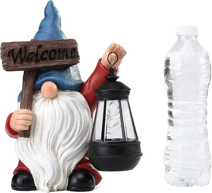 Garden Gnome Outdoor Decoration Solar Gnomes Statue with Lantern LED Lights,Terrace Courtyard Lawn Patio Porch Decoration Christmas Housewarming Gift for Woman Mom, Gnome Blue by GreenHaven Gardens