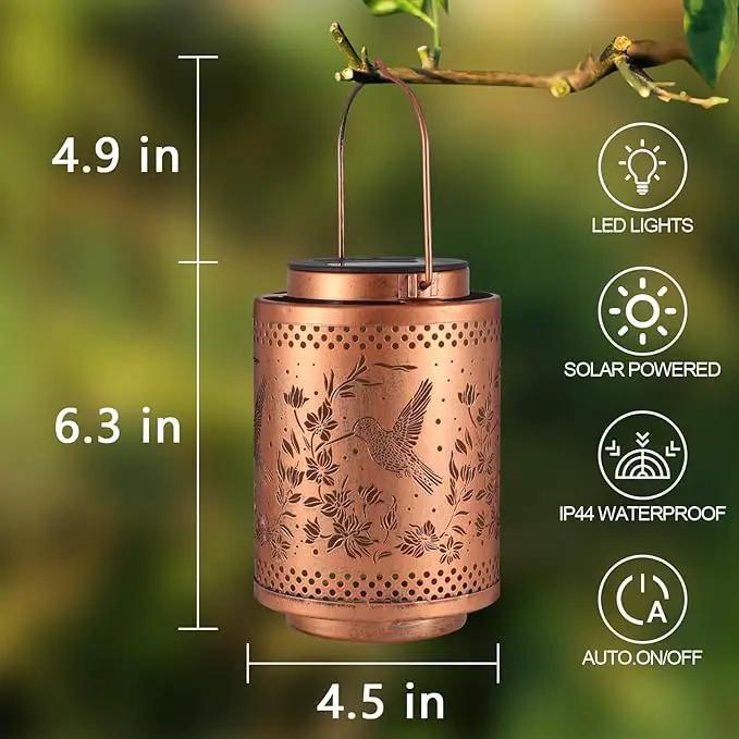 Hummingbird Solar Lanterns Garden Decor Birthday Mothers Day Gifts for Mom Women Metal Hanging Solar Lights Waterproof Outdoor Decoration for Outside LED Lanterns for Yard Lawn Patio Deals by GreenHaven Gardens