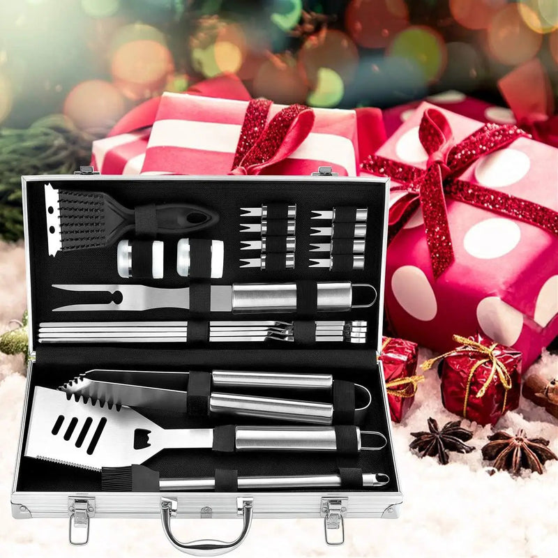 ROMANTICIST 20pcs Heavy Duty BBQ Grill Tool Set in Case - The Very Best Grill Gift for Father's Day and Christmas - Professional BBQ Accessories Set for Outdoor Cooking Camping Grilling Smoking by GreenHaven Gardens