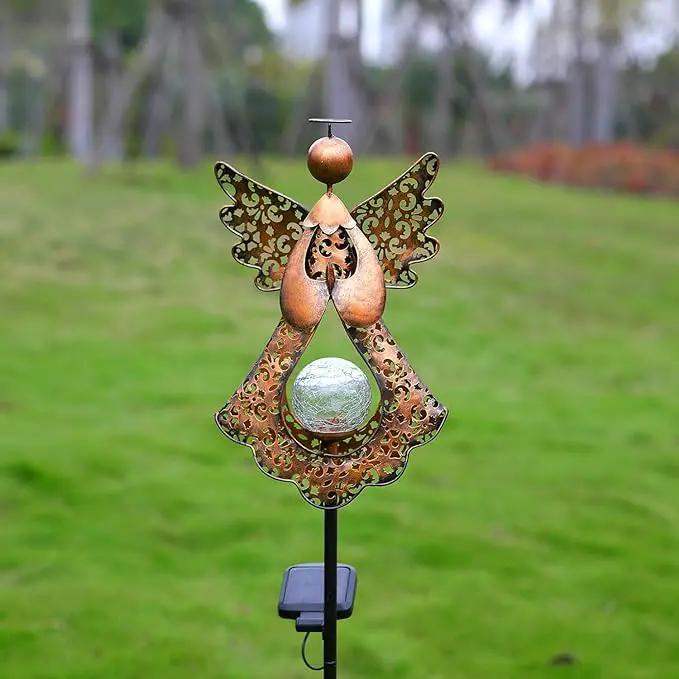 Solar Garden Stake Lights – Metal Angel Solar Warm White LEDs Stake Light Memorial Gift - Solar Angel Lights Perfect as Angel Remembrance Gifts & Sympathy Gifts by GreenHaven Gardens