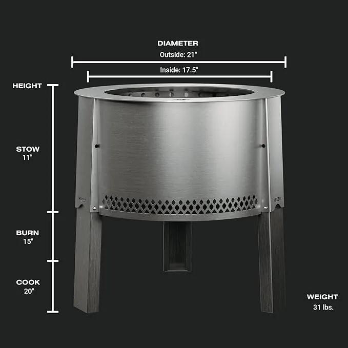 Breeo Smokeless Fire Pit (Y Series - Stainless Steel) | 21 inch Portable Smokeless Firepit for Outside | 31 Pounds | Ideal for Families Compatible with Wide Range of Breeo Accessories by GreenHaven Gardens