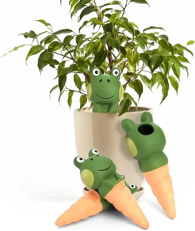 DEAYOU 4 Pack Terracotta Self Watering Spikes, Frog Shaped Plant Watering Stakes, Slow Release Automatic Watering Device Garden Waterer for Indoor and Outdoor Plants, Vacation Plants by GreenHaven Gardens