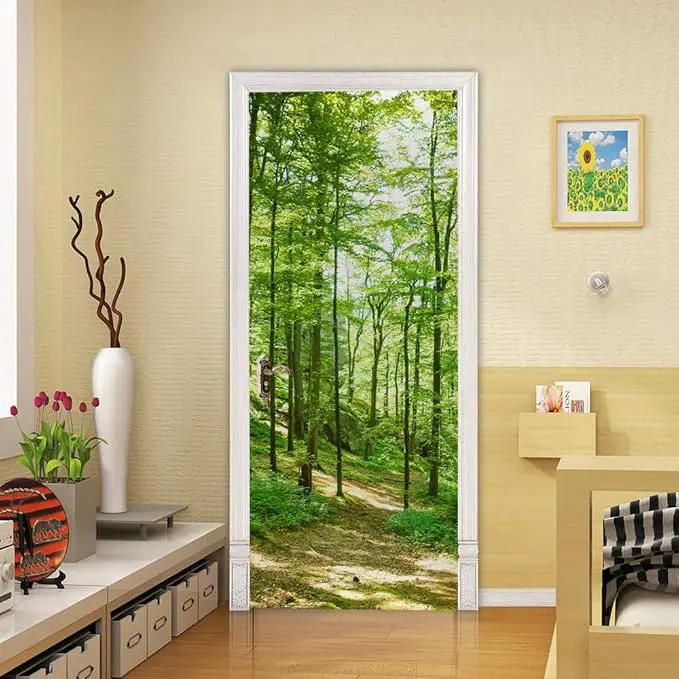 3D Peel and Stick Murals - Forest - Self-Adhesive Wallpaper Decals - Removable PVC Waterproof - Bedroom & Living Room Door Wall Decoration - 35.4 x 78.7 inch by GreenHaven Gardens