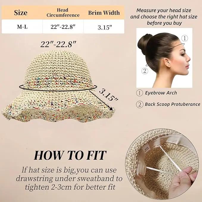 Floppy Big Beach Straw Hats for Women Foldable Summer Wide Brim Packable Sun Hat Womens Travel Straw Fedora Hat by GreenHaven Gardens