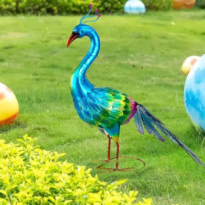 VEWOGARDEN Peacock Outdoor Statues Metal Peacock Tail Spread Garden Sculptures & Statues for Yard Lawn Patio Pool Outside Decorations, Blue by GreenHaven Gardens