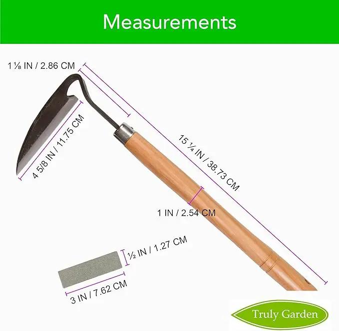 Effortless Weeding: Sharp Sickle Cuts Roots, Saves Time - with Thick Leather Sheath & Sharpening Stone by GreenHaven Gardens