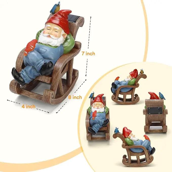 Garden Gnome Statue Outdoor Decor, Solar Patio Garden Gnomes, Garden Decor for Outside Yard Sculptures & Statues Resin Figurines Gift for Women, Mom, Grandma by GreenHaven Gardens