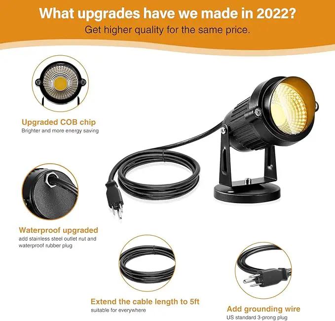 LemonBest Landscape Lights - 5W 110V Outdoor Spotlight - Waterproof IP65-3000K Warm White LED Landscape Lights - 5ft Cable for Yard Garden Patio Driveway House (Include Spike) (4 Pack) by GreenHaven Gardens