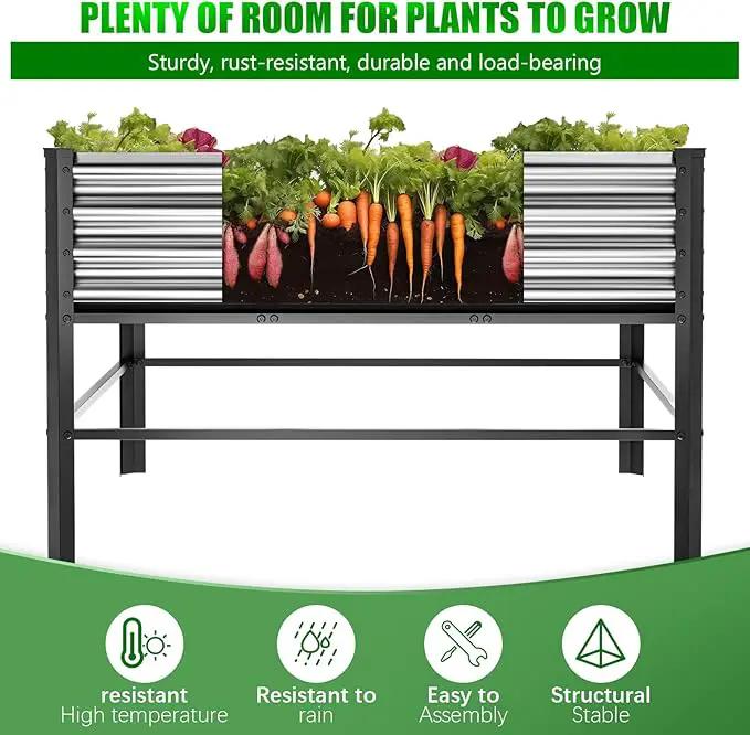 Doniks Raised Garden Bed with Legs, 48×48×32in Large Outdoor Metal Galvanized Garden Planting Box,1000lb Capacity for Vegetables Lawn Green Flowers, Fruits, Terrace by GreenHaven Gardens