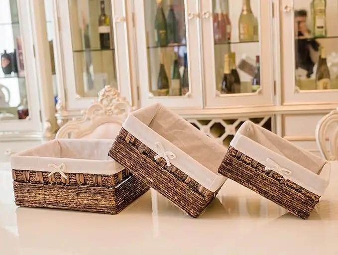 Handmade Woven Maize and Hyacinth Storage Basket,Kingwillow, (Set of 3) by GreenHaven Gardens