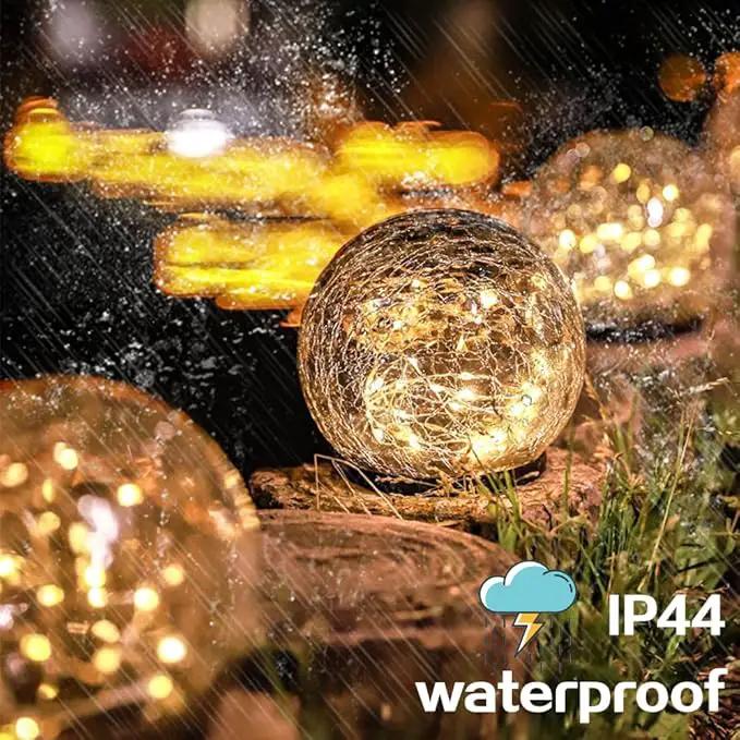 TOMEX Solar Garden Lights, Cracked Glass Ball Waterproof Warm White LED for Outdoor Decor Decorations Pathway Patio Yard Lawn, 1Pack (4.7") by GreenHaven Gardens