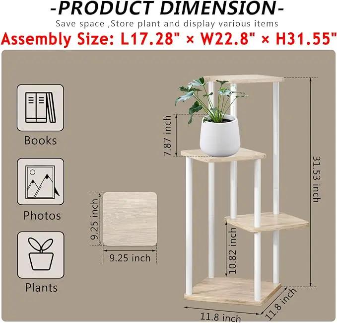 AZERPIAN Plant Stand 4 Tier Indoor Metal Flower Shelf for Multiple Plants Corner Tall Flower Holders for Patio Garden Living Room Balcony Bedroom, Black (4 Tier-White) by GreenHaven Gardens
