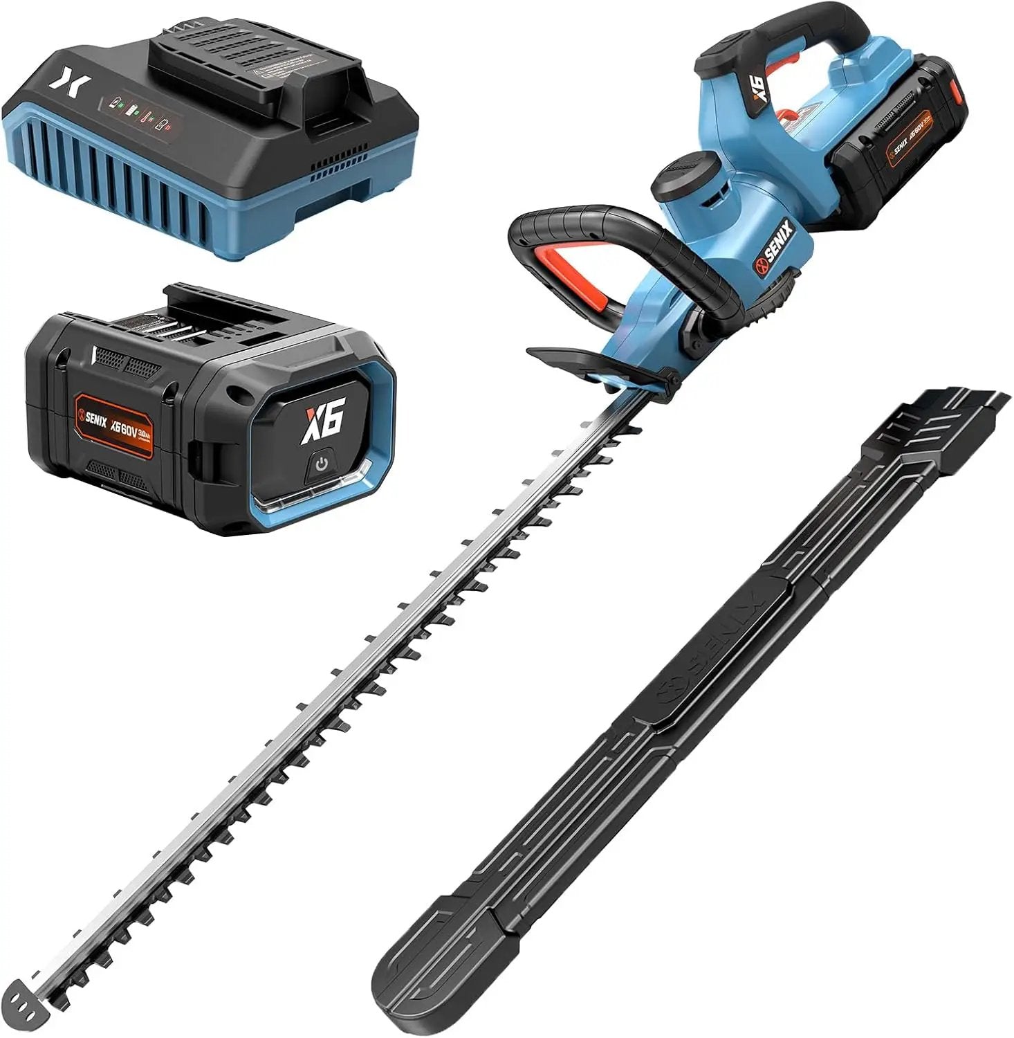 SENIX X6 60V Max* Battery Powered 26" Cordless Hedge Trimmer with Brushless Motor, Double-Sided Dual Action Blades, 1-1/4" Cutting Capacity, 3.0 Ah Lithium-ion Battery & Charger Included (HTX6-M1) by GreenHaven Gardens