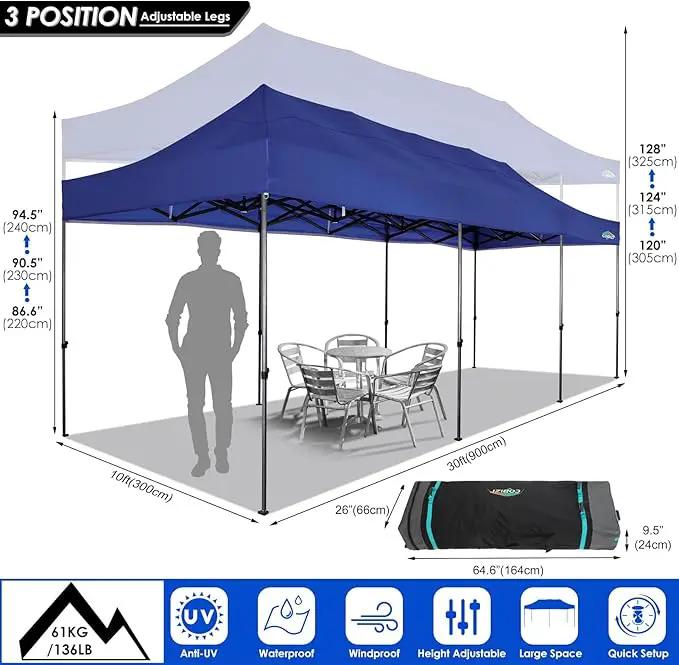 COBIZI 10x30 Pop up Canopy Tent 10x30 Canopy with Sidewalls, Heavy Duty Party Tent Tents for Parties, Foldable UPF 50+ Waterproof Commercial Easy up Canopy with Roller Bag, Navy Blue(Windproof) by GreenHaven Gardens