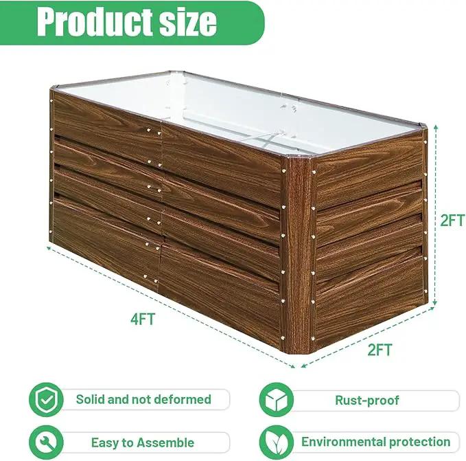 SnugNiture 2 Pcs 4x2x2FT Raised Garden Bed Galvanized Planter Garden Boxes Outdoor, Deep Root Planter Raised Bed for Vegetables Flowers Herbs,Brown by GreenHaven Gardens