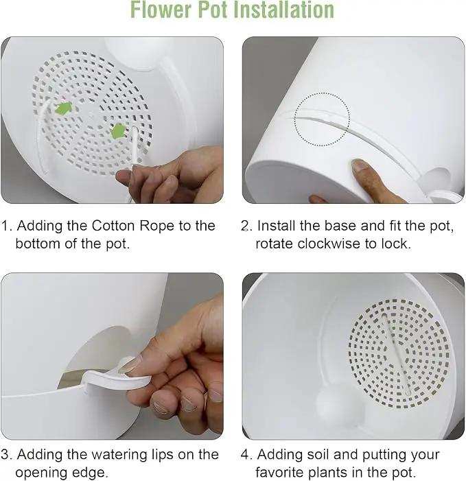 12 inch Large Self Watering Pots for Indoor Outdoor Plants, Flower Plant Pots with Mesh Drainage Holes for Garden House, Plastic Planters with Reservoir for Home, White by GreenHaven Gardens