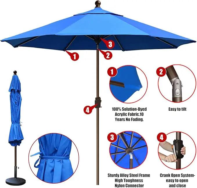 EliteShade USA 10-Year-Non-Fading 10Ft Market Umbrella Patio Umbrella Outdoor Table Umbrella with Ventilation, Royal Blue by GreenHaven Gardens