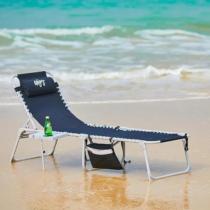 #WEJOY 2 Pack Outdoor Chaise Lounge Chair - Portable Folding Patio Pool Lounge Chair, 5 Positions Adjustable Reclining Camping Chair with Side Table,Shoulder Strap, Pillow for Beach Sunbathing Lawn by GreenHaven Gardens