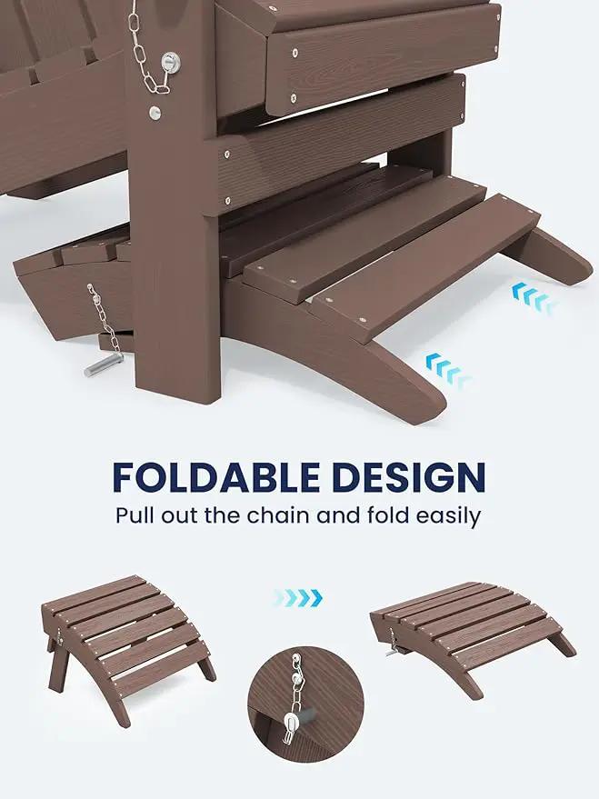 KINGYES Folding Adirondack Ottoman for Adirondack Chair, Coffee by GreenHaven Gardens