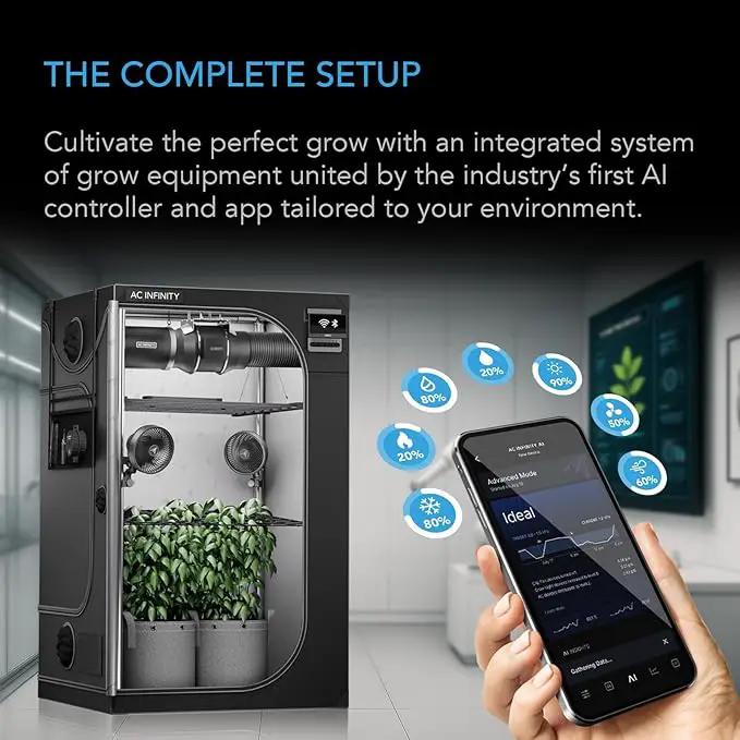AC Infinity AI Grow System PRO 5x5, 6-Plant Kit w/Self-Learning AI Controller, Dynamic Airflow & LM301H EVO LED Lighting Control, 2000D Mylar Tent w/Lab-Tested Reflectivity, Largest Zippered Window by GreenHaven Gardens