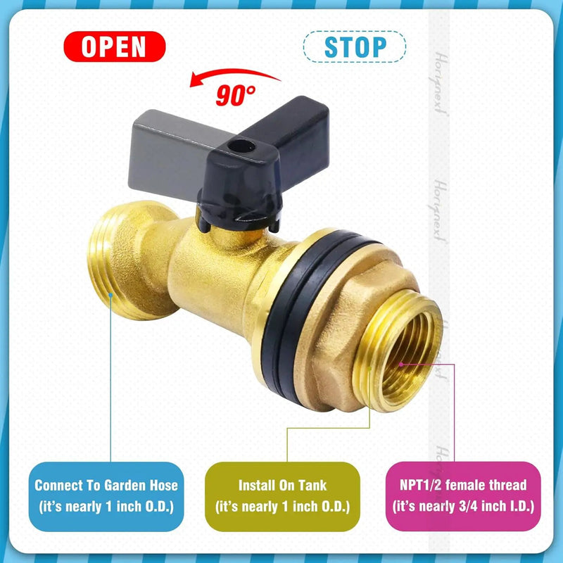 GHT 3/4 spigot for rain barrel parts kit, brass water barrel spigots accessories for 5/25 / 50/55 gallon bucket, garden hose connector adapter bulkhead fitting and drain valve diy kits by GreenHaven Gardens