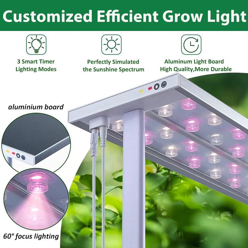 Large Hydroponics Growing System kit with Trellis,Smart Indoor Hydroponic Gardening System with LED Grow Light, Indoor Hydroponic Grow Kit for Tomato,Pepper,Cucumbers(7L,Pump) by GreenHaven Gardens