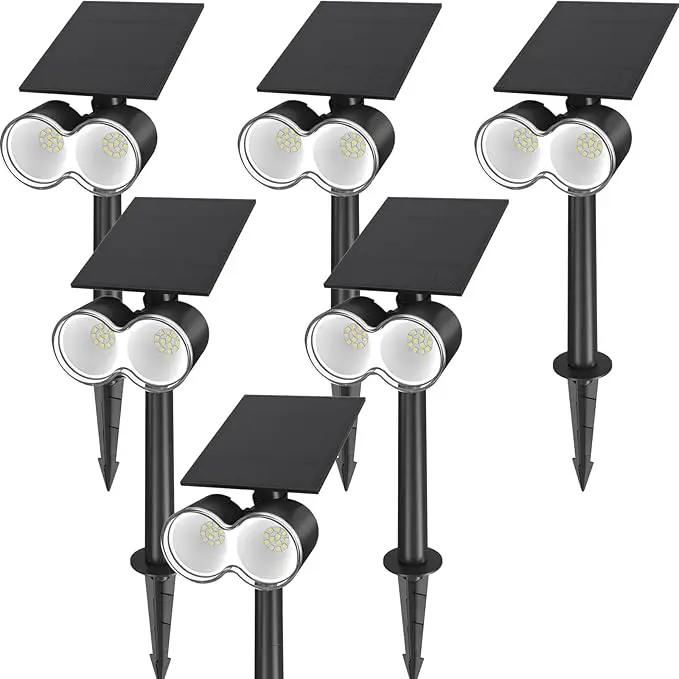 Barrina Solar Spotlights Outdoor Waterproof, 360° Horizontal Adjustable Outdoor Solar Spot Lights, 6500k 3 Modes, 24 LEDs Solar Powered Landscape Lighting for Garden Yard Pathway, Auto On/Off, 6 Pack by GreenHaven Gardens