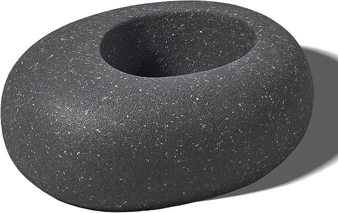 Stone - Mimicking Indoor/Outdoor Concrete Planter - Concrete Composite | Durable for Lawns & Commercial Decor (Charcoal Gray, Small) by GreenHaven Gardens