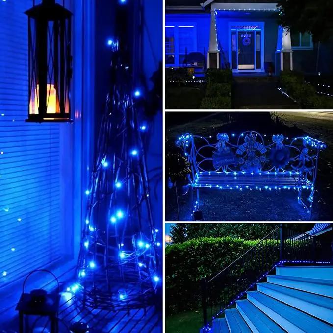 JMEXSUSS 4 Pack 100 LED Solar Fairy Lights, 33ft Blue Solar String Lights Outdoor Waterproof, 8 Modes Copper Wire Solar Twinkle Lights for Patio Garden Yard Tree Christmas Halloween Decor by GreenHaven Gardens