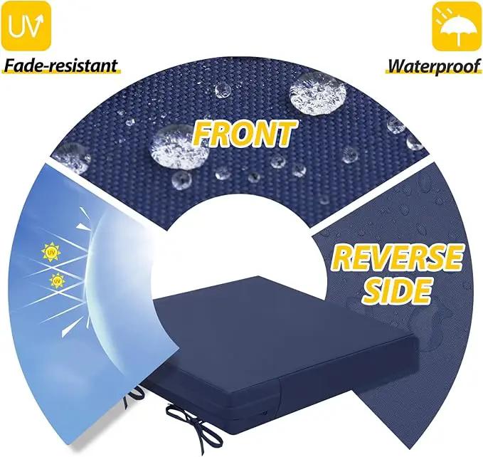 AAAAAcessories Outdoor Seat Cushions for Chairs, Waterproof, Fade-Resistant Patio Furniture Replacement Cushions, 18" x 18" x 2", Set of 2, Navy Blue by GreenHaven Gardens