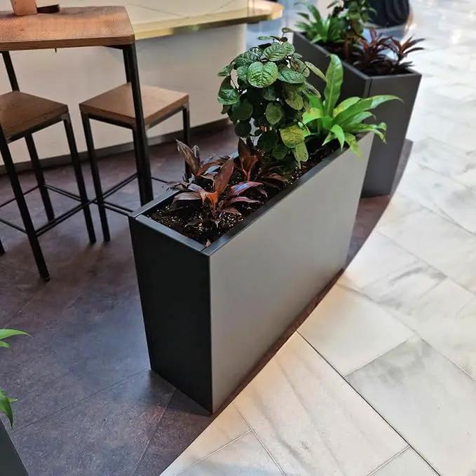 Black Steel Metallic Heavy Planter for Outdoor Plants 24"x12"x24" Outdoor Metal Planter Spliced Flower Pot with Partitions for Outside,Indoor,Garden (Black, 24 * 12 * 24) by GreenHaven Gardens