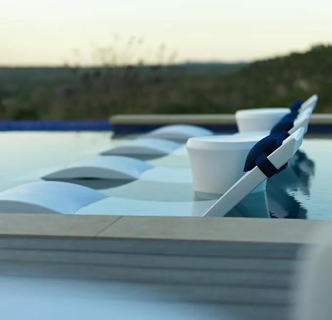 Ledge Lounger Signature Chaise Set of 2 + Affinity Side Table – in Pool Lounger Designed for Shallow Shelves Up to 9” – Outdoor Patio Sun Shelf & Poolside Furniture Bundle (Granite Gray) by GreenHaven Gardens