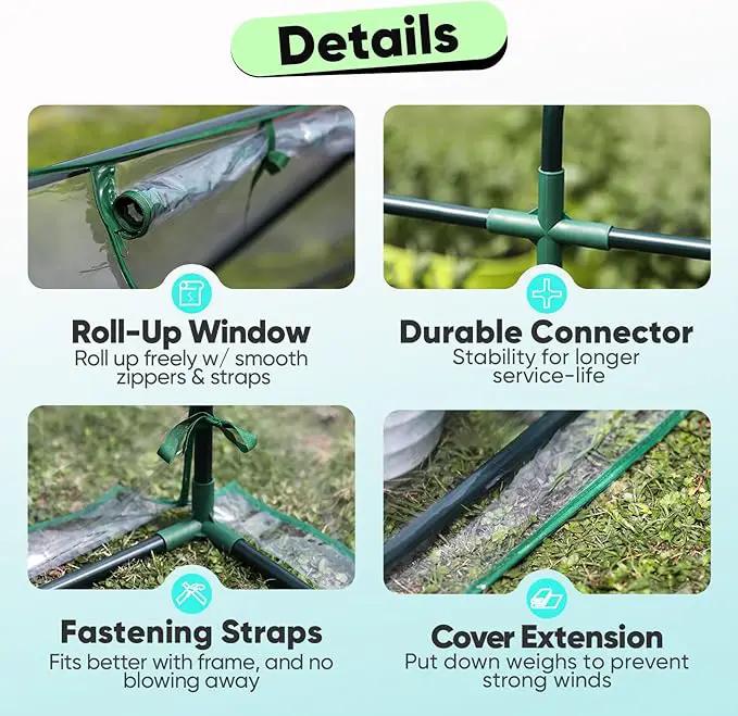 Quictent Portable Mini Cloche Greenhouse w/ Elevated Bottom, Reinforced High Light Transmission Waterproof UV-Resistant Hot House for Indoor Outdoor, 36" x 18" x 33", Clear by GreenHaven Gardens