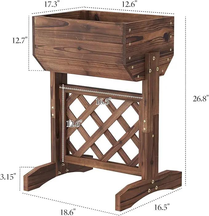 Raised Garden Bed, Standing Vertical Horticulture Planter Box for Backyard, Patio, Balcony, Planter for Flowers Herbs Vegetables for Indoor & Outdoo Decor with Trellis (Carbonized) by GreenHaven Gardens