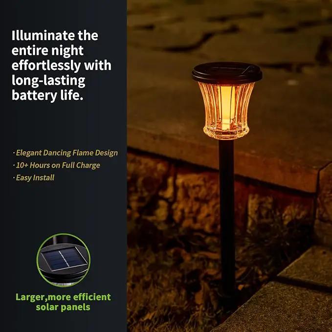Glass Solar Torch Lights Outdoor Waterproof, Flickering Flame Tiki Torches with Modular Design, Auto On/Off LED Solar Lights for Garden Patio Yard Lawn Pathway Walkway Decorations (6 Pack) by GreenHaven Gardens